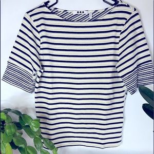 Anthropologie • Three Dots • Navy & Cream • Cross Back Top